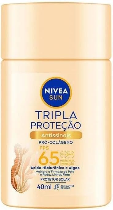 NIVEA SUN Protetor Solar Fluido Facial Tripla Proteção Antissinais FPS 65 40ml