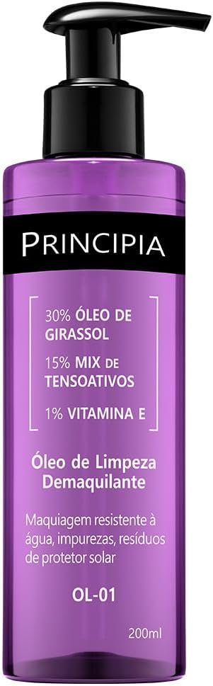 PRINCIPIA, Óleo de Limpeza Demaquilante Facial 30% Óleo de Girassol + 1% Vitamina E OL-01 200 ml