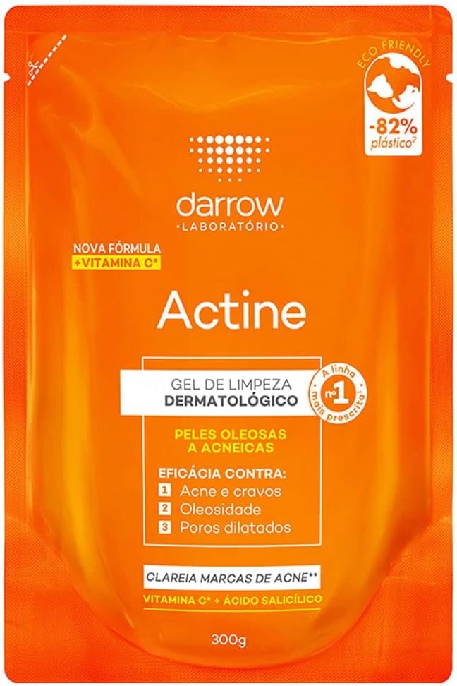 Darrow Actine Gel de Limpeza Facial com Ácido Salicílico, Vitamina C e Lactato de Mentila, 300g - refil